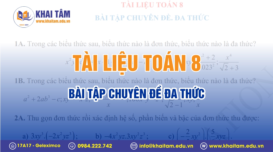 Tài liệu Toán 8: Bài tập Chuyên đề Đa thức